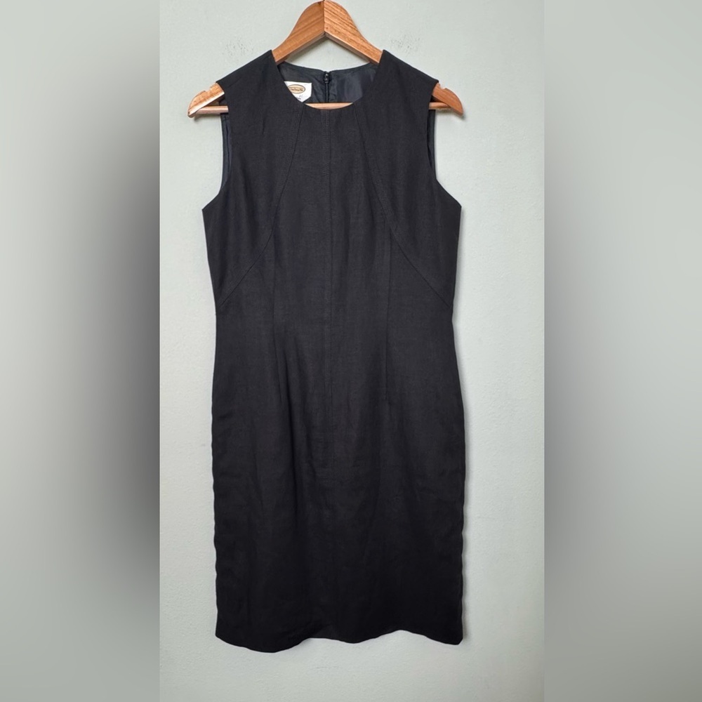 Talbots 100%‎ Irish Linen Fully Lined Sleeveless Sheath Dress in Black 8